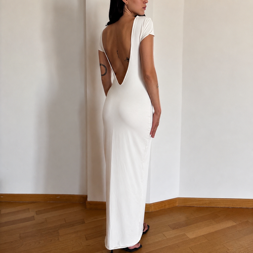 Abito backless cotton bianco