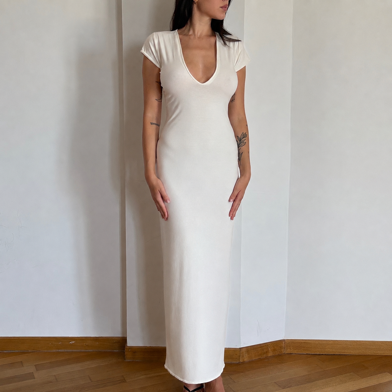 Abito v-neck cotton