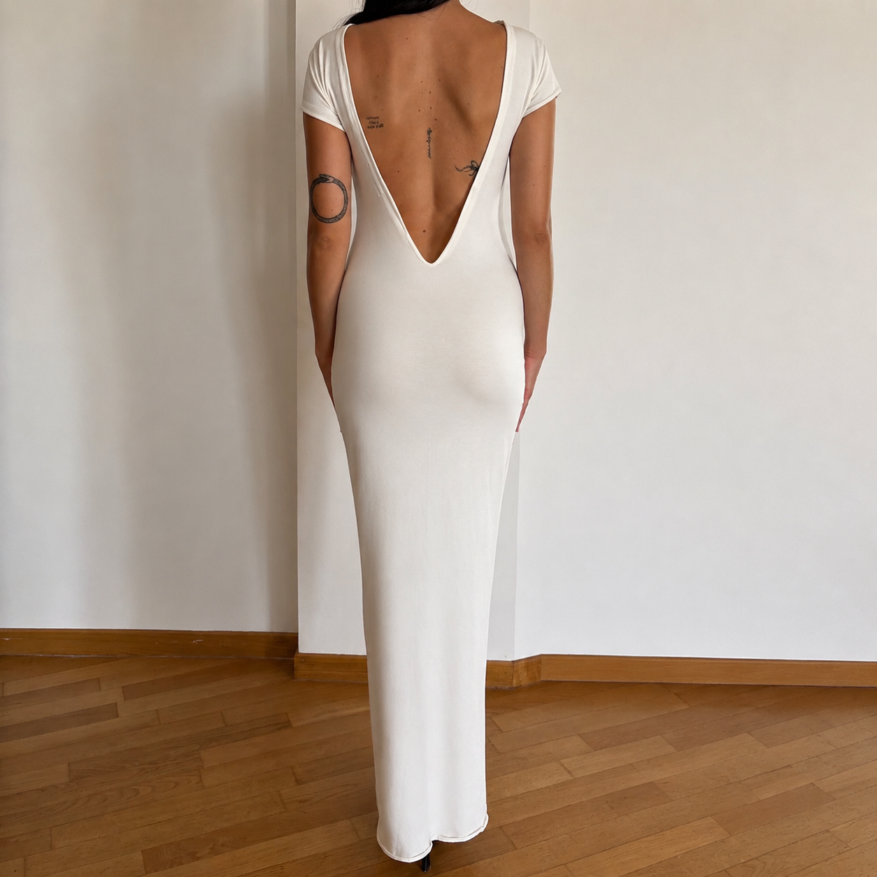 Abito backless cotton bianco