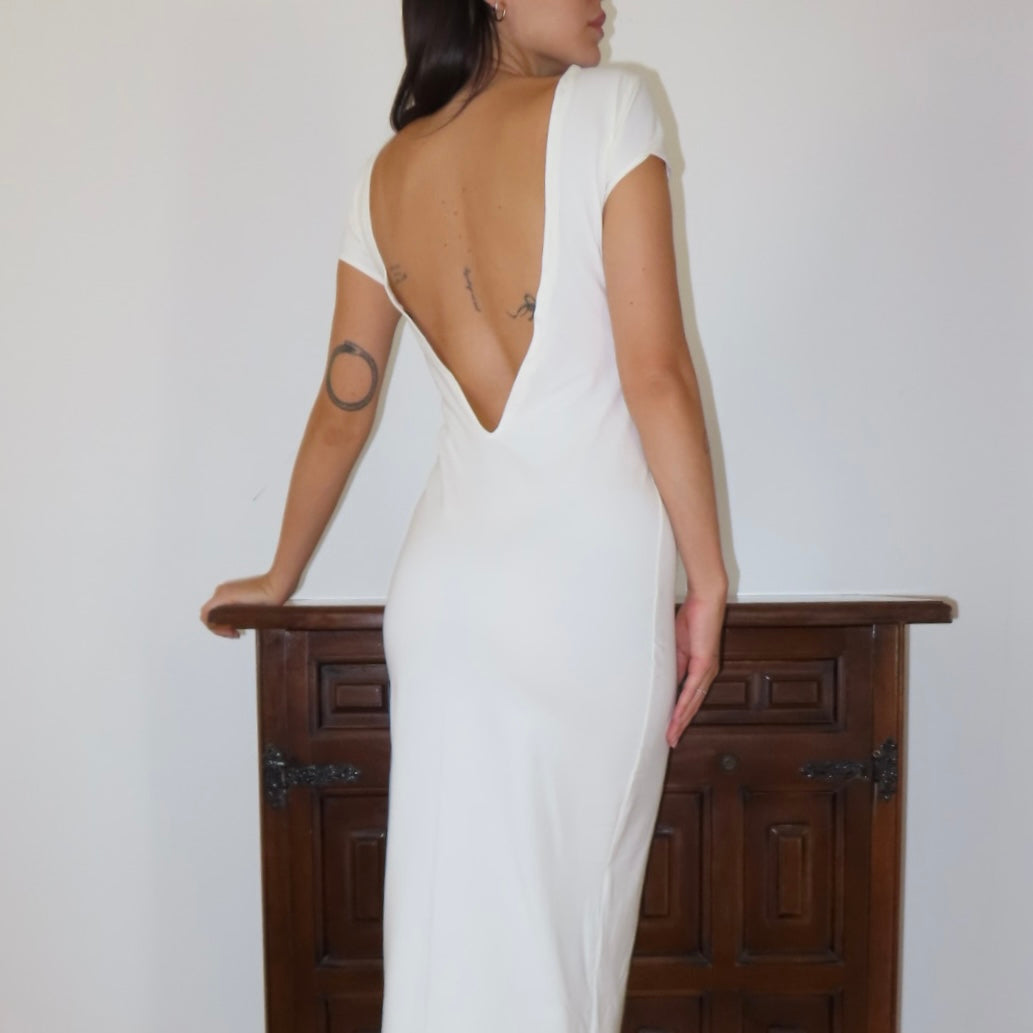 Abito backless cotton bianco