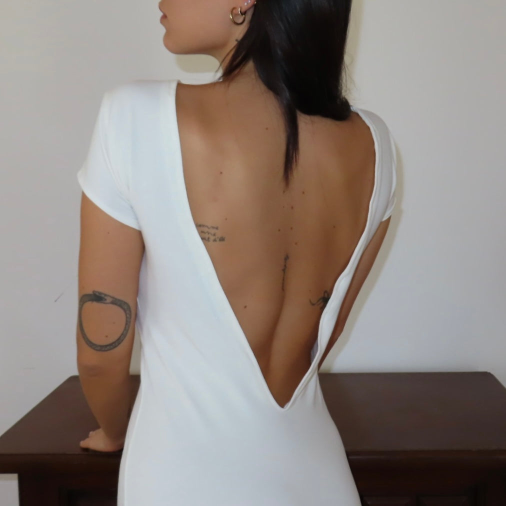 Abito backless cotton bianco